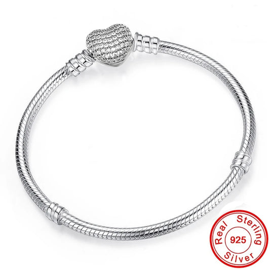 Pandora-style bracelet - 925 Sterling Silver Snake Chain Bracelet for Women — Charm Bracelet, Gift-Ready Jewellery