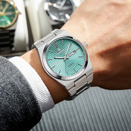Oyster Perpetual-style Men's Luxury Chronograph Watch — Stainless Steel, Luminous Dial, Date & Waterproof Quartz