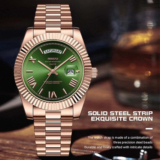 Rolex Datejust-style Men's Stainless Steel Quartz Watch — Luxury Date Display with Luminous Dial
