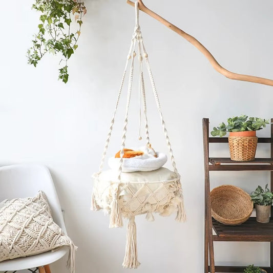 Hanging Macrame Cat Hammock Bed