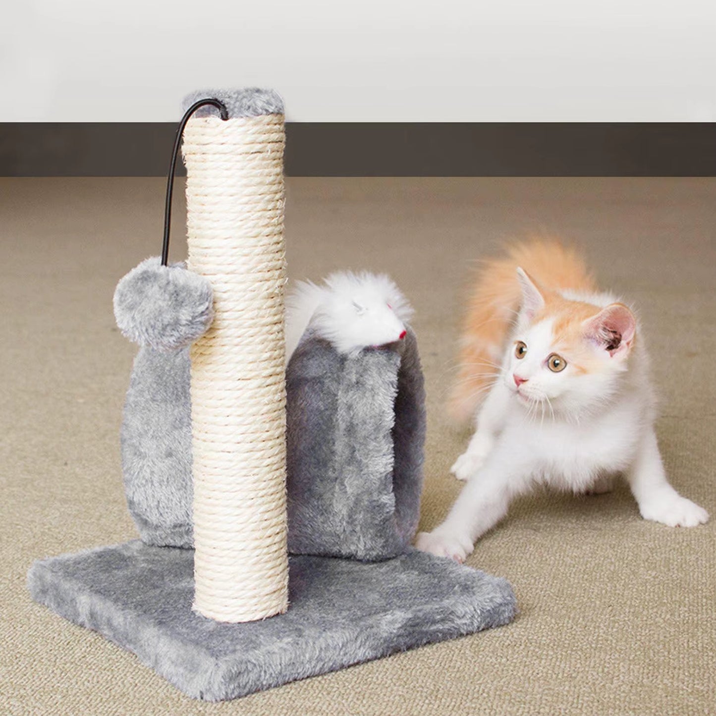 Cat Scratching Post with Tunnel and Hanging Toy