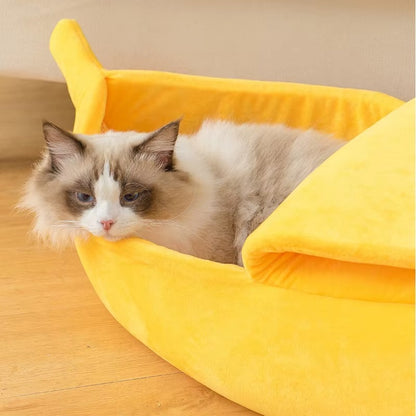 Banana-Shaped Cat Bed – Cozy & Fun Multicolor Pet Cushion